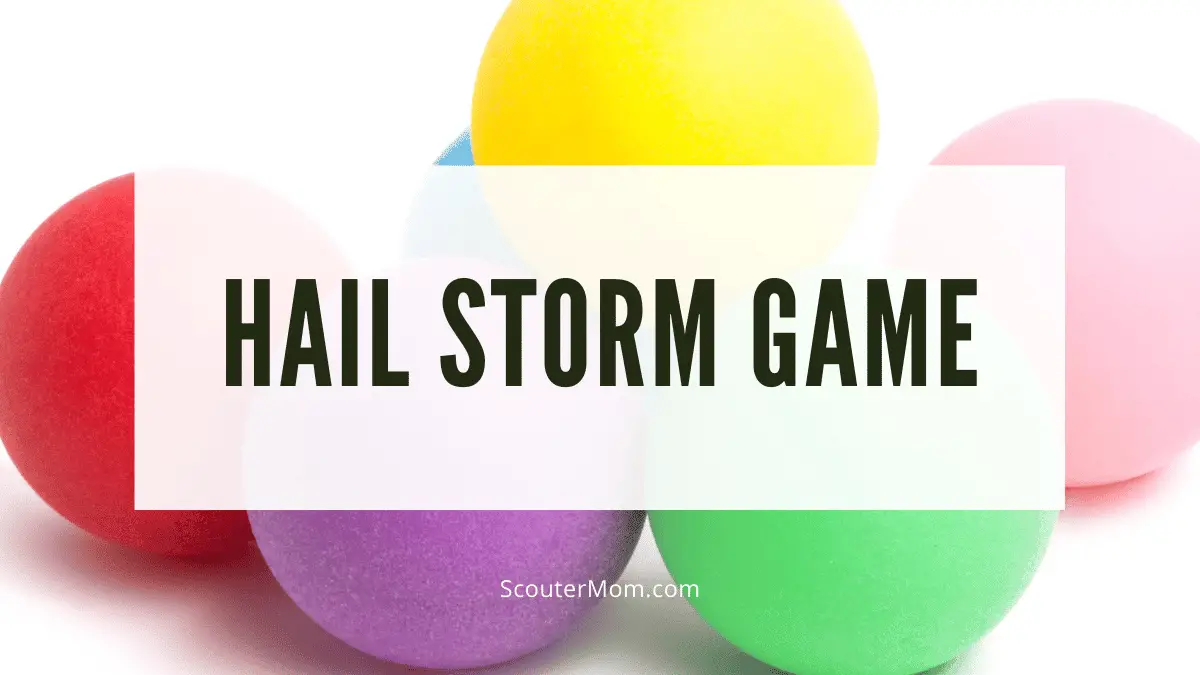 Hail Storm Game is played with ping pong balls and a bucket
