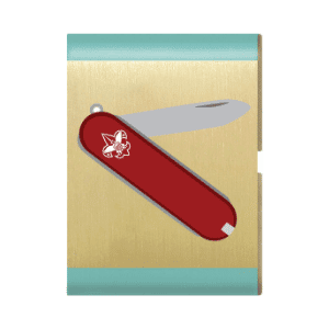 The Bear Claws emblem, a beltloop with a pocketknife on it.