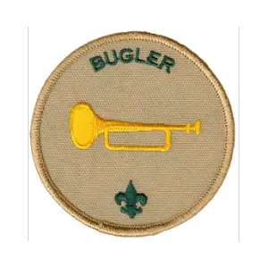 The Bugler patch which is worn on the Scouts BSA uniform.