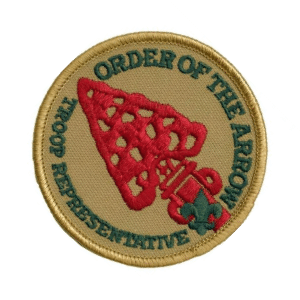 The OA Troop Representative patch to be worn on the Scouts BSA uniform.