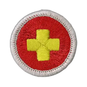 The first aid merit badge emblem