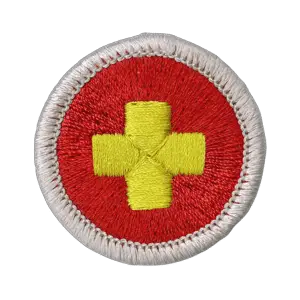 The first aid merit badge emblem